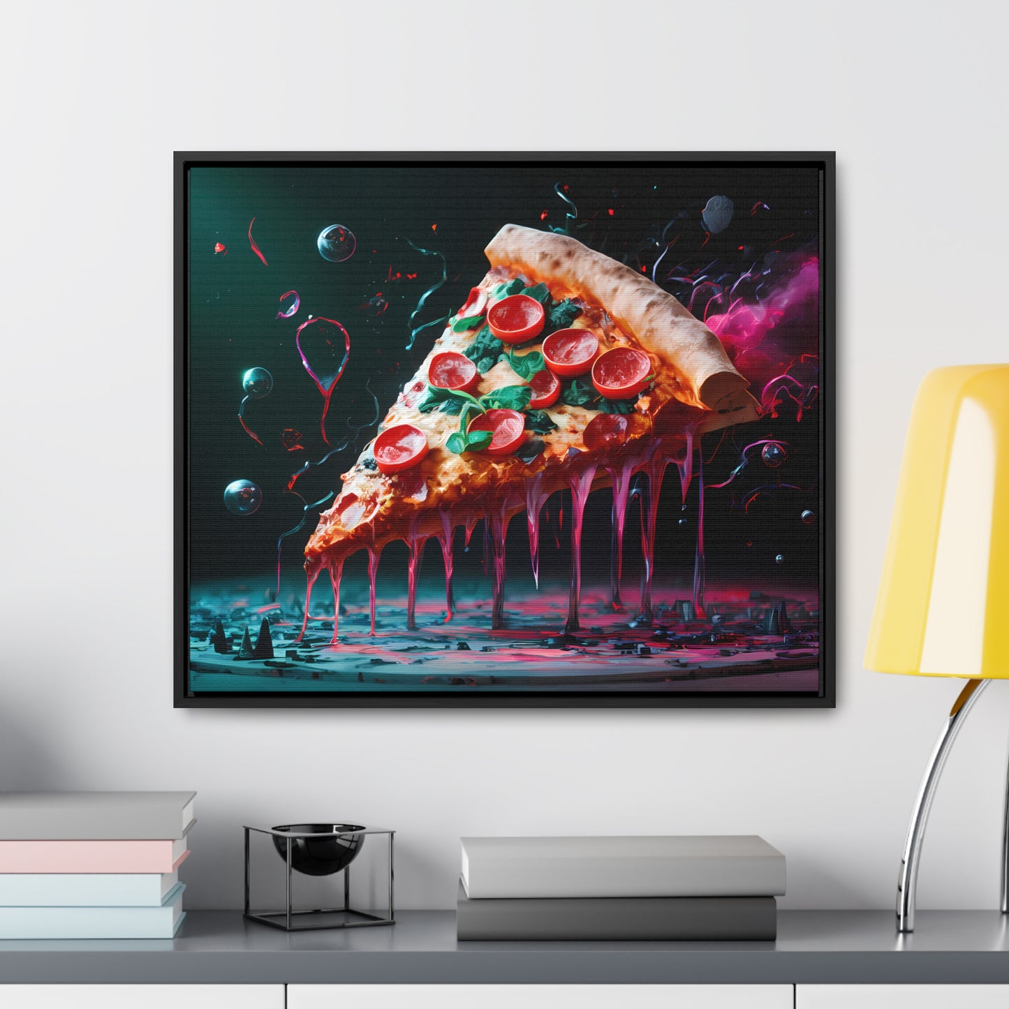 "Cosmic Slice of Pizza Bliss" - Gallery Canvas Wraps, Horizontal Frame