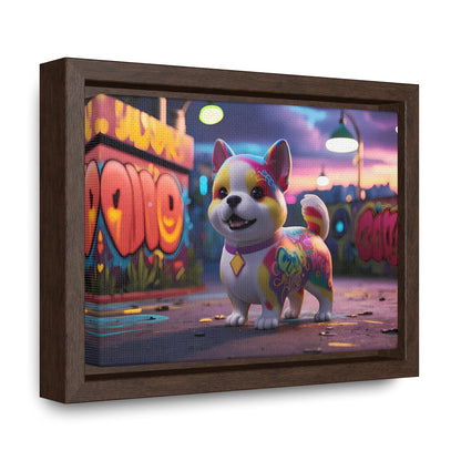 "Graffiti Pup in Neon Alley" - Gallery Canvas Wraps, Horizontal Frame