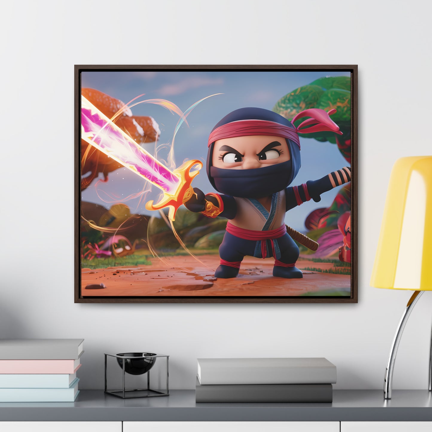 Ninja's Radiant Blade Adventure - Gallery Canvas Wraps, Horizontal Frame