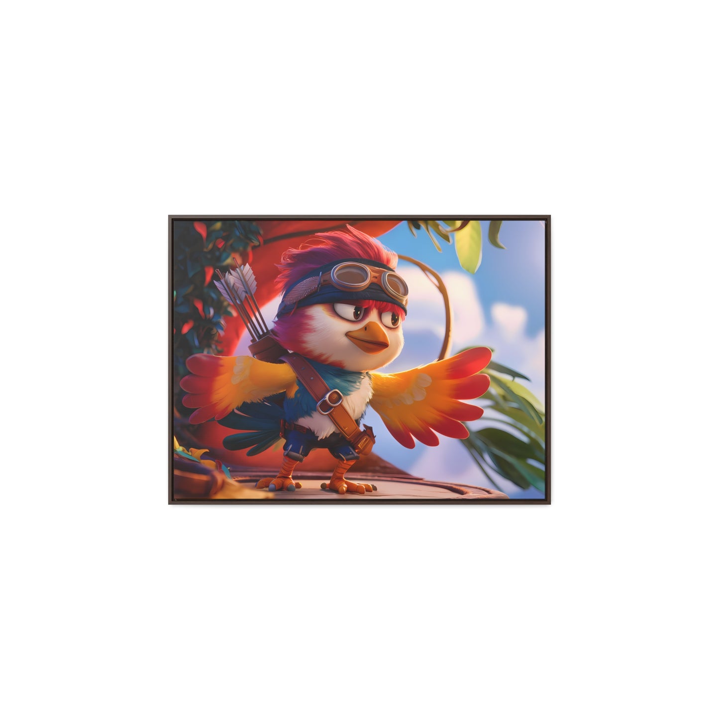 "Feathered Adventurer: The Brave Bird Archer" - Gallery Canvas Wraps, Horizontal Frame