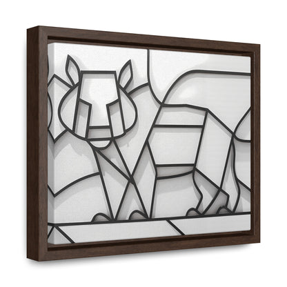 Geometric Rhino in Monochrome - Gallery Canvas Wraps, Horizontal Frame