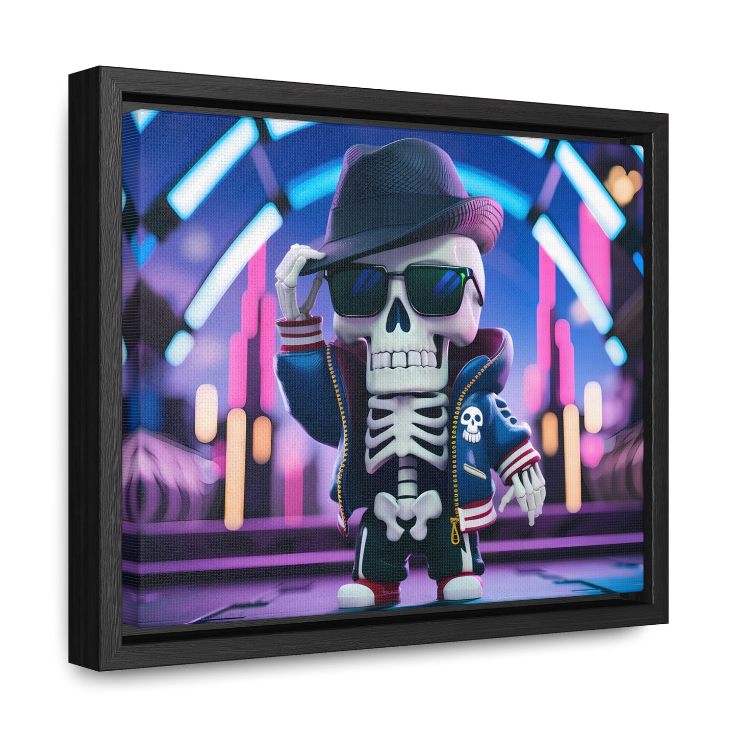 "Neon Skull Groove" - Gallery Canvas Wraps, Horizontal Frame