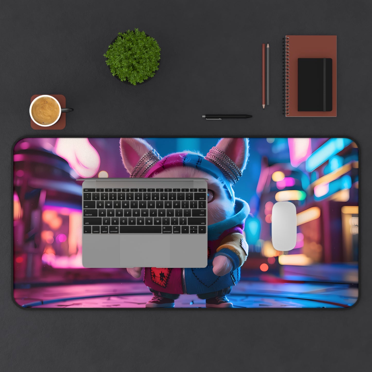 Neon City Guardian - Desk Mat