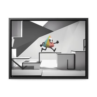 Geometric Adventure in Monochrome World - Gallery Canvas Wraps, Horizontal Frame