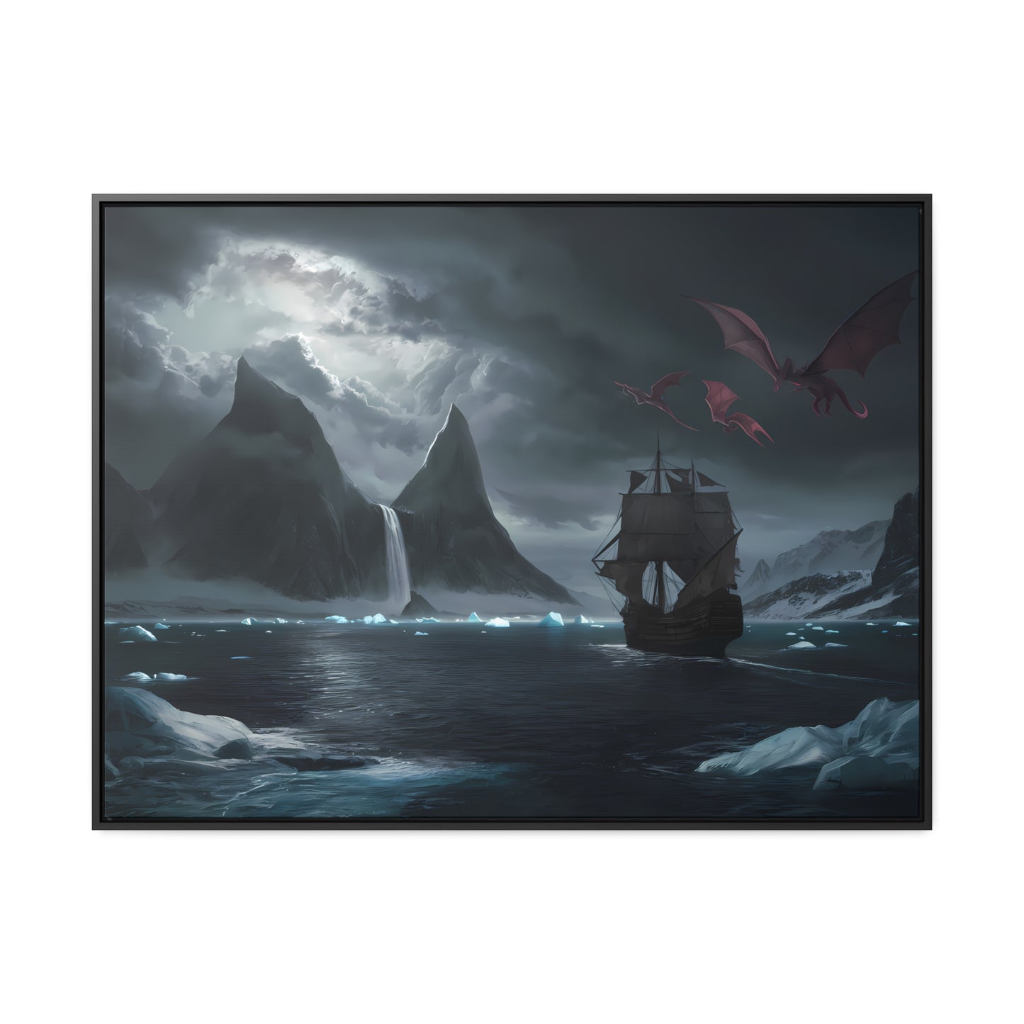 Dragons Over the Frozen Abyss - Gallery Canvas Wraps, Horizontal Frame